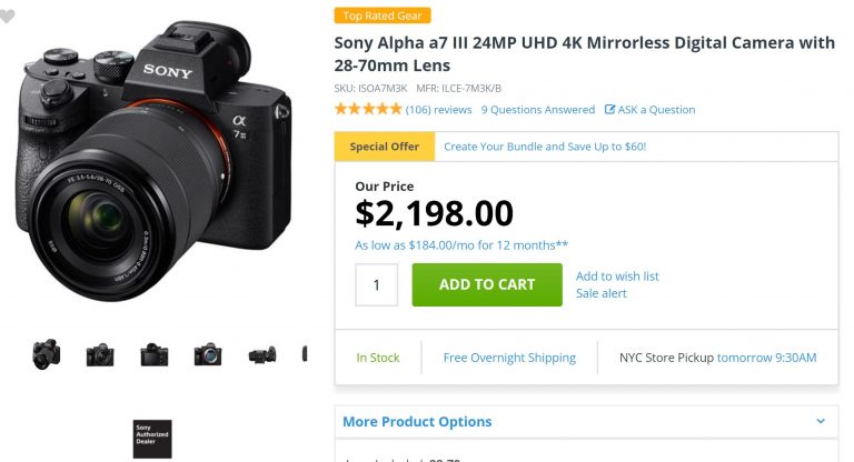 Sony a7 III Kit now In Stock at Adorama !