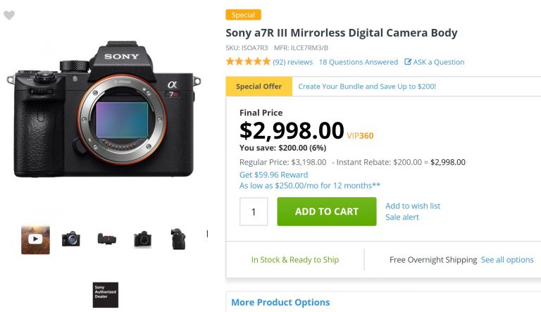 First $200 Price Drop on Sony a7R III !