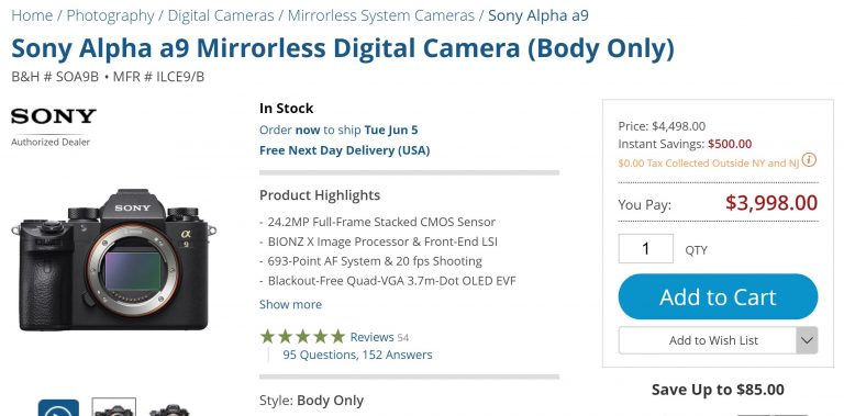Sony a9 now $500 Off !